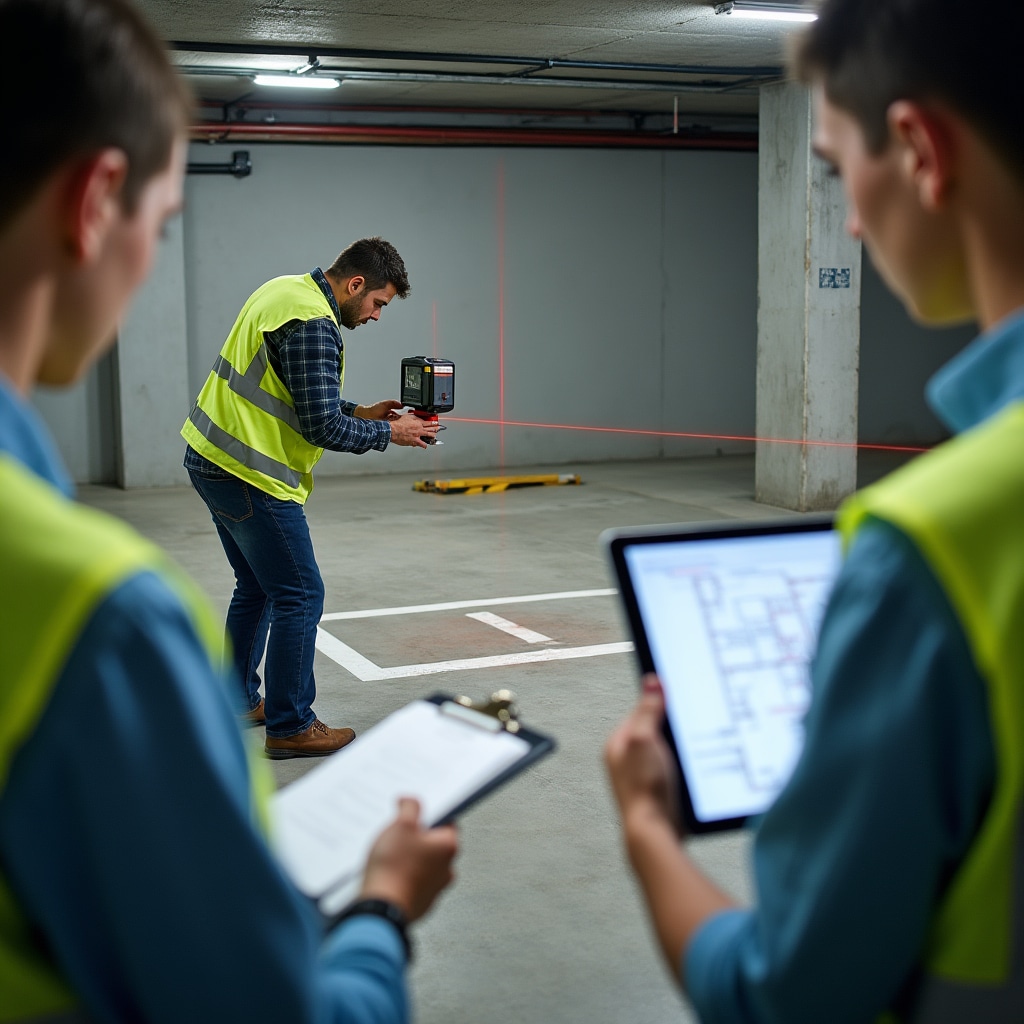 Technical measurement and evaluation of parking space dimensions for EV charger installation